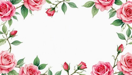 Delicate watercolor rose buds, leaves & vines Seamless repeat , wrapping, beauty, roses