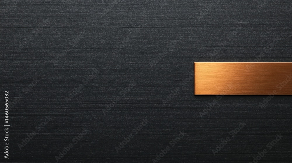 Poster a dark textured background with a single horizontal copper metallic bar on the right side.