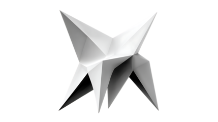 Abstract Geometric Star Sculpture in Monochrome with Sharp Edges and Shadows for Modern Design
