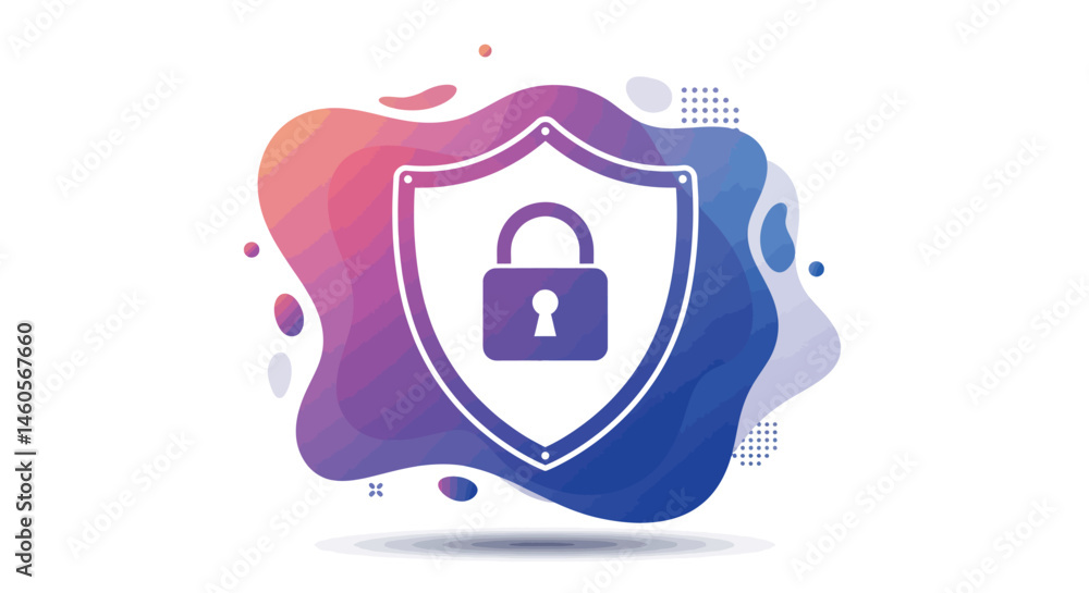 Aufkleber security shield with lock icon in blue and purple gradient vector illustration for data protection a