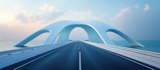 Modern Bridge Over Water at Dawn