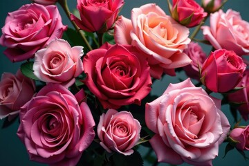 Intricate blooming roses, densely packed, vibrant hues , red, graphic