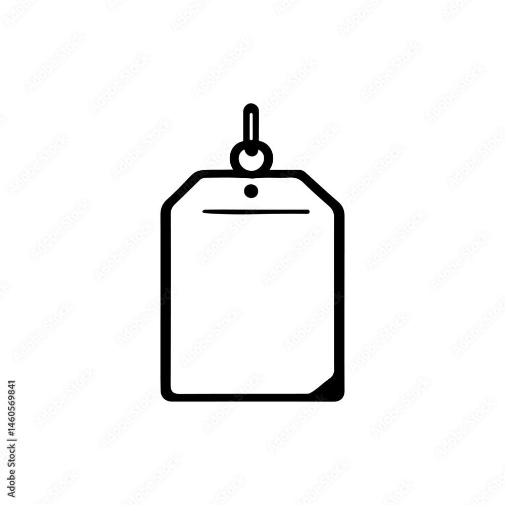 Poster dangling rectangle label with rounded edges offering versatility for branding