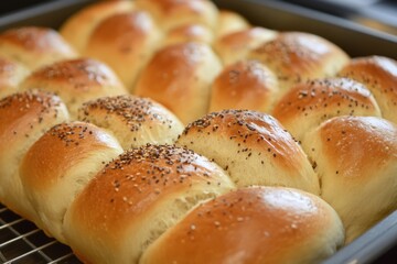 fresh fluffy homemade buns with a golden 