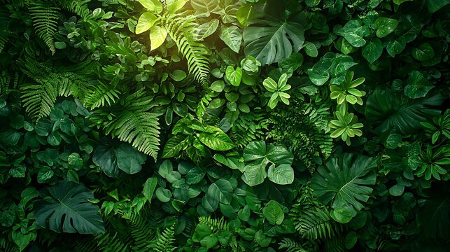 Lush green foliage wall - Powered by Adobe