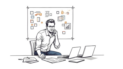 businessman working on laptop