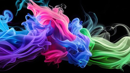 Colorful Ink Explosion in Water on Black Background