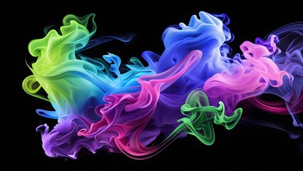 Colorful Ink Explosion in Water on Black Background
