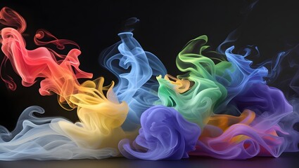 Bright Color Swirl Art in Black Liquid Space