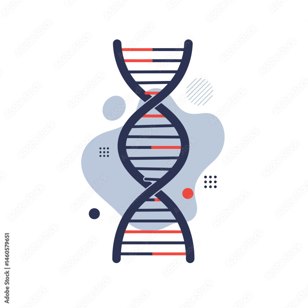 Aufkleber dna double helix structure vector illustration with abstract background in blue and red colors