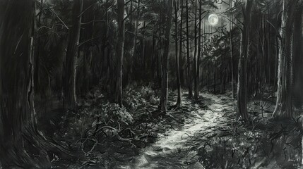 Moonlit forest path