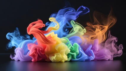 Multicolor Smoke Ink Flowing in Liquid