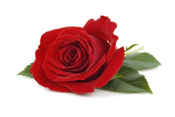 Red rose on white background