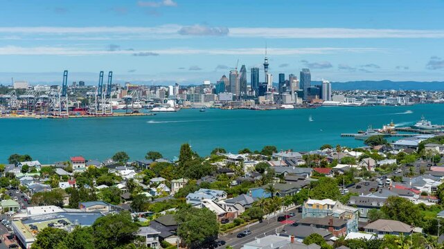 Timelapse video of Auckland of New Zealand in daytime