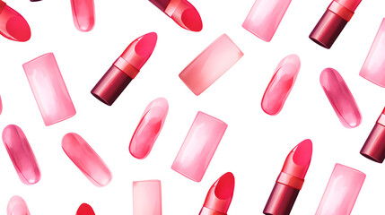 Chic Seamless Pattern with Red and Pink Lipstick for Fashion Design Projects