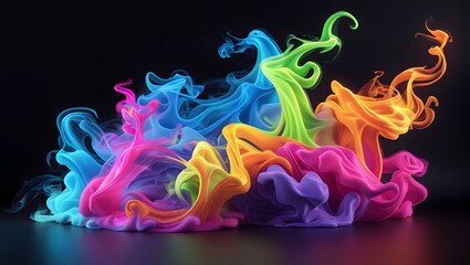 Creative Rainbow Ink Cloud in the Air