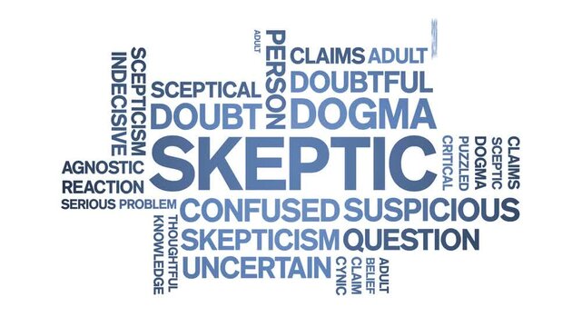 Skeptic animated word cloud;text design animation tag kinetic typography seamless loop.
