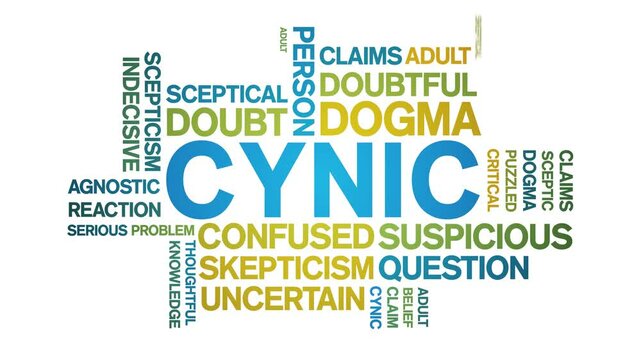 Cynic animated word cloud;text design animation tag kinetic typography seamless loop.