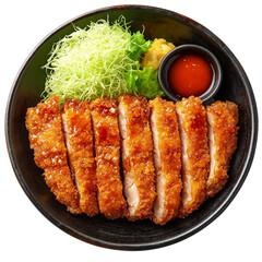 apanese Tonkatsu pork cutlet set mockup [Transparent Background PNG].