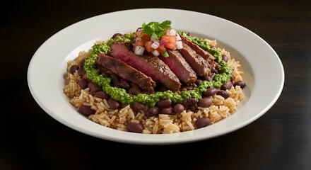 Sizzling Steak with Cilantro-Lime Rice and Beans A Flavorful Latin-Inspired Dish