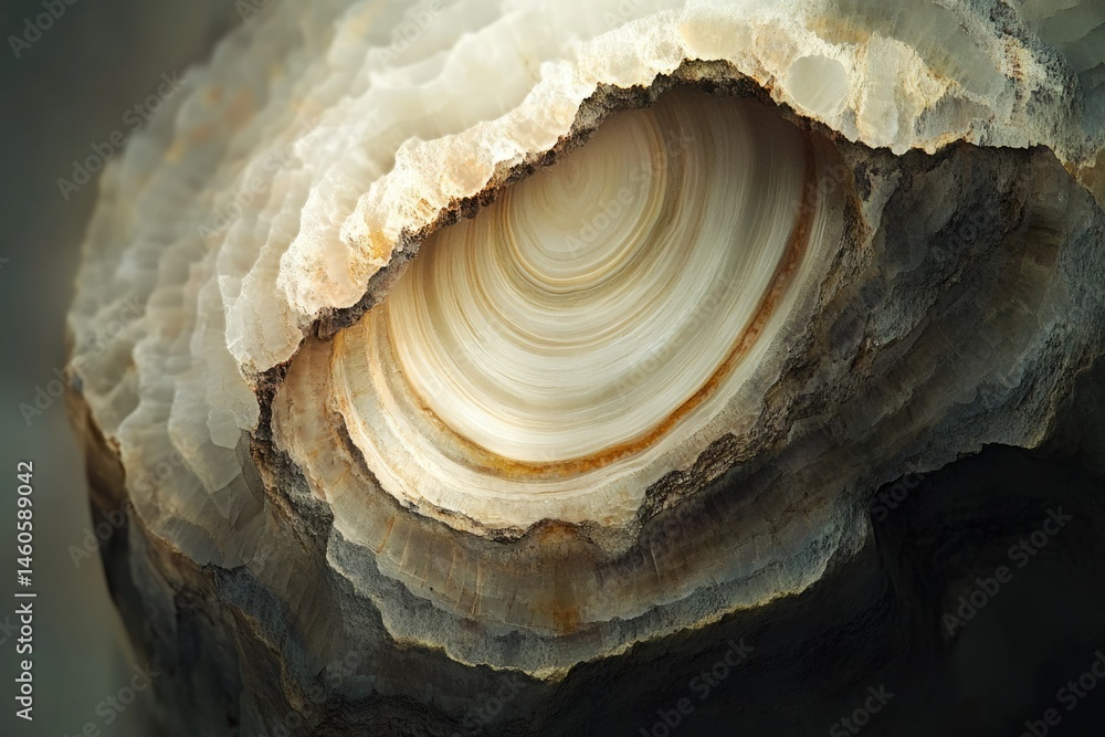 Poster a mesmerizing close-up reveals the intricate concentric layers and textures of a unique geological f