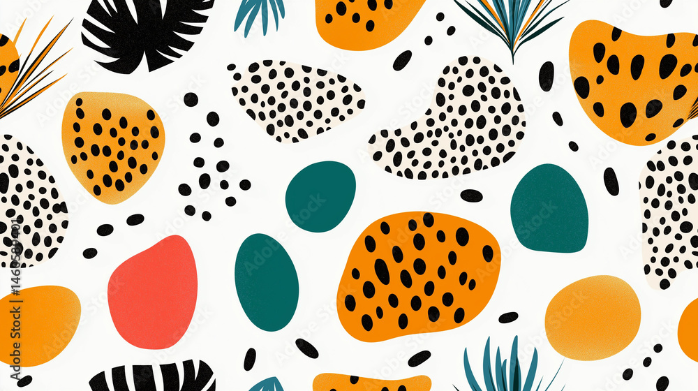 Poster vibrant organic pattern: a lively pattern design that combines organic shapes with vibrant colors, c