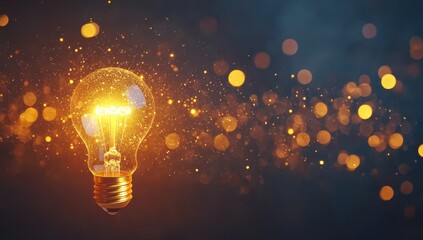 Illuminated bulb, bokeh background
