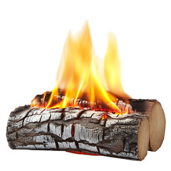 Fire Flame with Bright Orange and Yellow Hues Isolated on Transparent Background