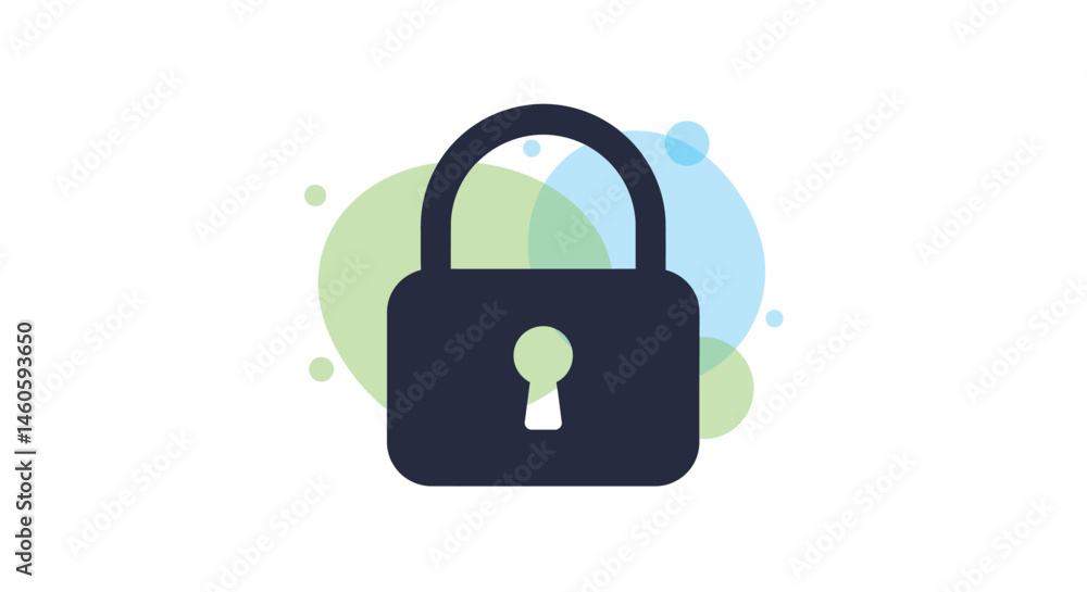 Poster padlock icon symbolizing security and privacy protection with abstract colored background vector ill