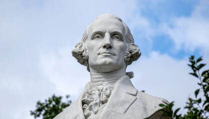 featuring the white marble bust of President George Washington