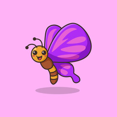 Cute Butterfly Cartoon Vector Illustration
