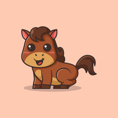 Cute Horse Cartoon Vector Illustration