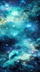 A Breathtaking Vision of a Cosmic Nebula Turquoise and Teal Starfield Galaxy