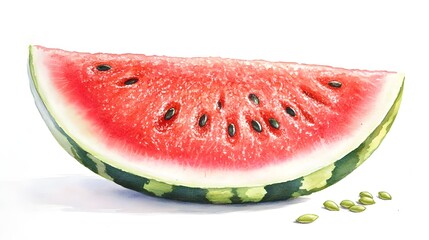 Digital illustration of a vibrant watermelon wedge against a white background.