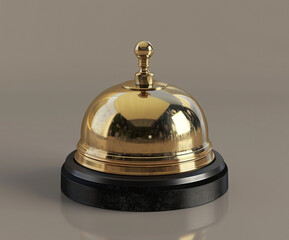 Classic hotel bell with a polished golden surface and black round base. Symbol of hospitality, timeless customer service, and premium guest experience.