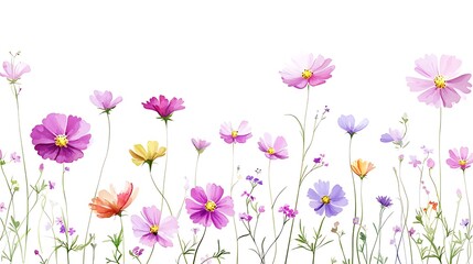 Watercolor style flora action flower field nature vibrant environment close-up view