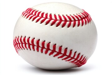 Crisp Studio Shot of a Brand New Baseball with Distinct Red Stitching