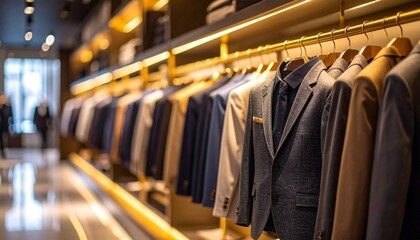 Jackets and shirts lined up on shelves in a well-lit Tongchang store