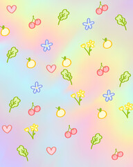 abstract rainbow blurred color gradation textured with cherry and ornament. for wallpaper background