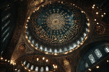 Obraz premium Ornate Mosque Dome: A Symphony of Gold and Teal