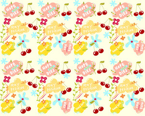 seamless cherry blossom pattern textured vector illustration. cute hand drawn for printable or wrapping