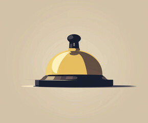 Flat vector illustration of a classic hotel service bell with minimal colors and simple design. Perfect for hospitality-themed graphics, UI elements, or customer service concepts
