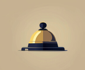 Flat vector illustration of a classic hotel service bell with minimal colors and simple design. Perfect for hospitality-themed graphics, UI elements, or customer service concepts