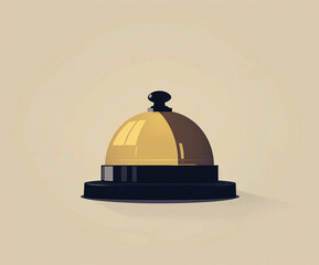 Modern vector icon of a gold hotel reception bell on a light background. Ideal for use in apps, websites, infographics, or marketing materials about hotels and service industries.