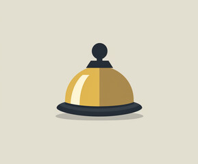 Modern vector icon of a gold hotel reception bell on a light background. Ideal for use in apps, websites, infographics, or marketing materials about hotels and service industries.