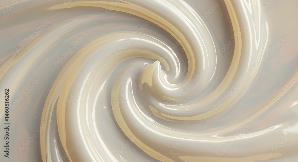 Poster iridescent white pearlescent cream swirl macro shot on white background for cosmetic product present