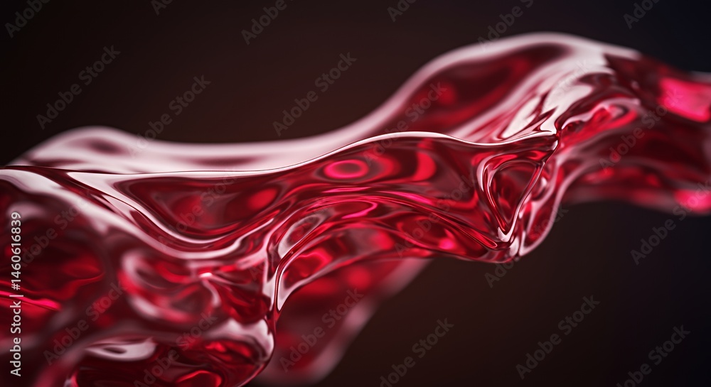 Fototapete macro shot of flowing liquid ruby texture with swirling currents reflecting light like molten glass 