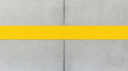 Fototapeta premium A single yellow line runs horizontally across a concrete surface divided into four sections.