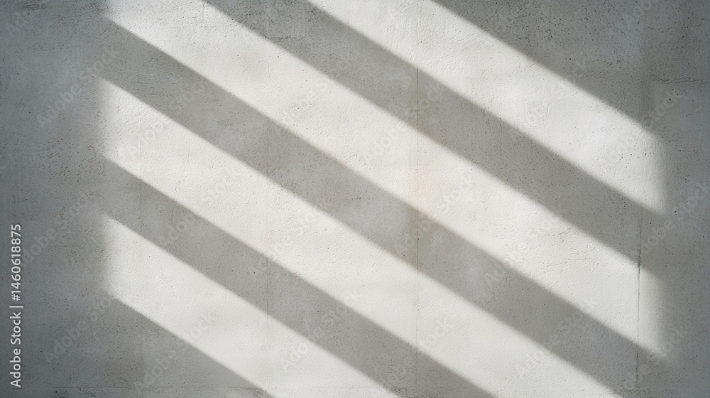 Poster diagonal shadows cast across a plain, light-colored wall, creating a minimalist and geometric patter