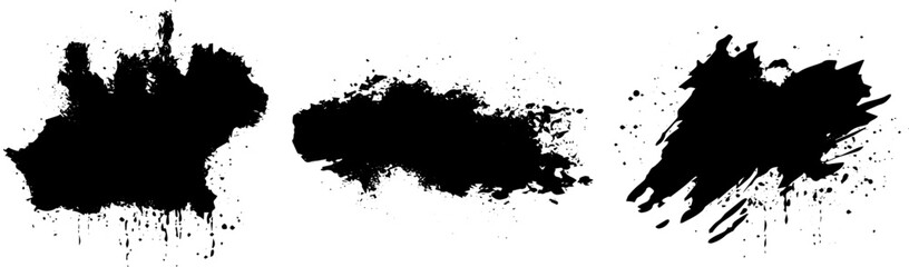 Obraz premium Grunge Ink Splatter Brush Set, Abstract Black Drip and Texture Smears for Graphic Design